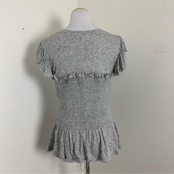 Rebecca Taylor Smocked Ruffle Flax Rayon Jersey Top Stretch Jersey Size Large - Picture 15 of 16